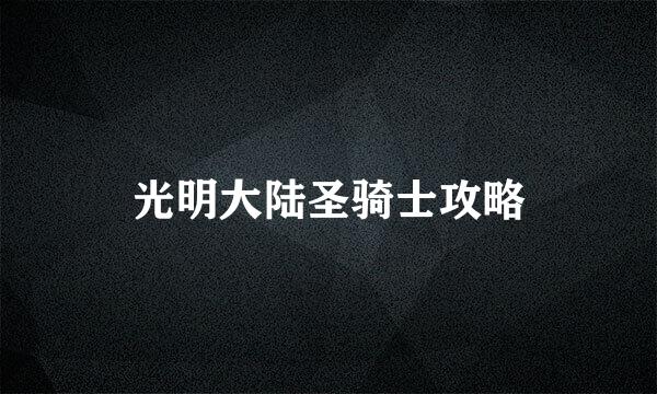 光明大陆圣骑士攻略