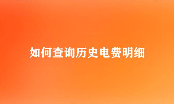 如何查询历史电费明细