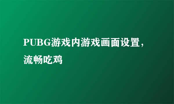 PUBG游戏内游戏画面设置，流畅吃鸡
