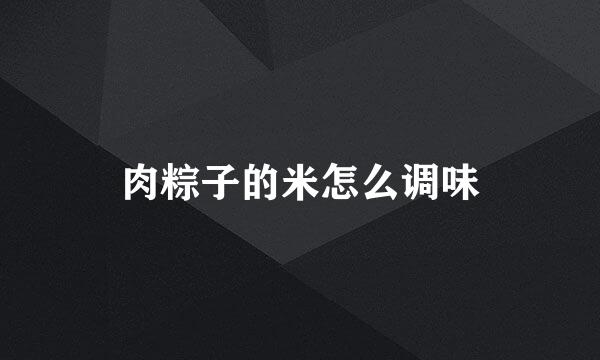肉粽子的米怎么调味