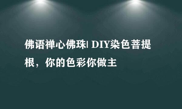 佛语禅心佛珠| DIY染色菩提根，你的色彩你做主