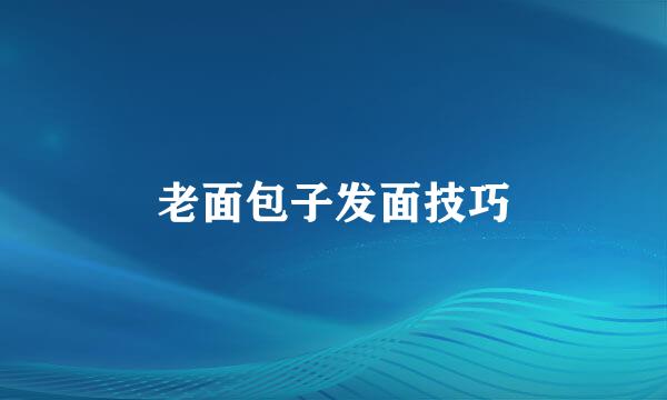 老面包子发面技巧