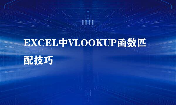 EXCEL中VLOOKUP函数匹配技巧