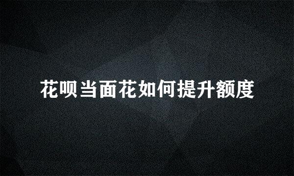 花呗当面花如何提升额度