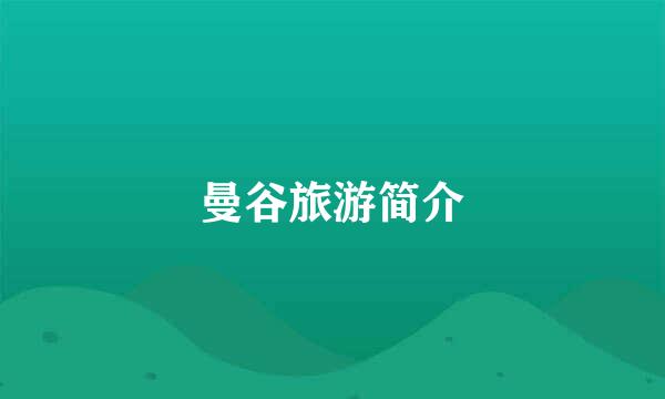 曼谷旅游简介