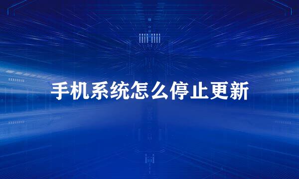 手机系统怎么停止更新