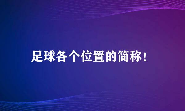 足球各个位置的简称！