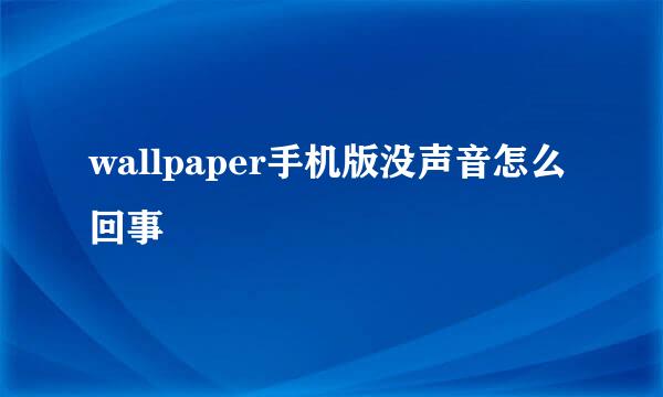wallpaper手机版没声音怎么回事