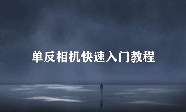 单反相机快速入门教程