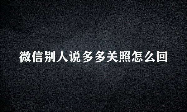 微信别人说多多关照怎么回