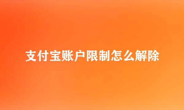支付宝账户限制怎么解除