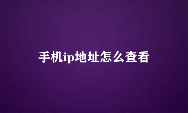 手机ip地址怎么查看