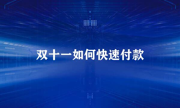 双十一如何快速付款