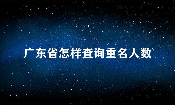 广东省怎样查询重名人数