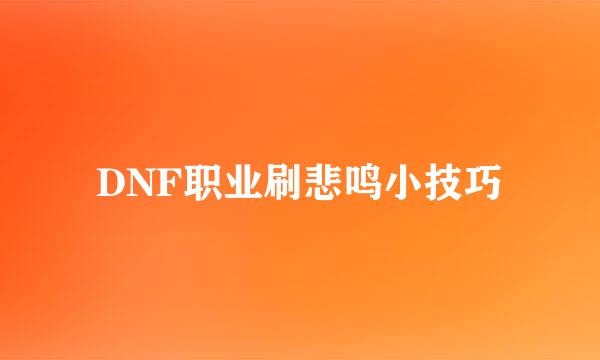 DNF职业刷悲鸣小技巧