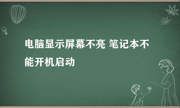 电脑显示屏幕不亮 笔记本不能开机启动
