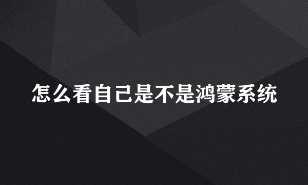 怎么看自己是不是鸿蒙系统
