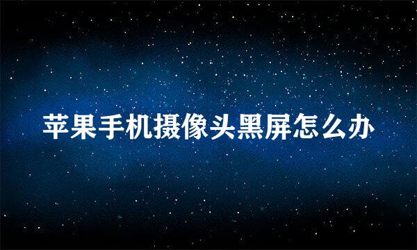 苹果手机摄像头黑屏怎么办
