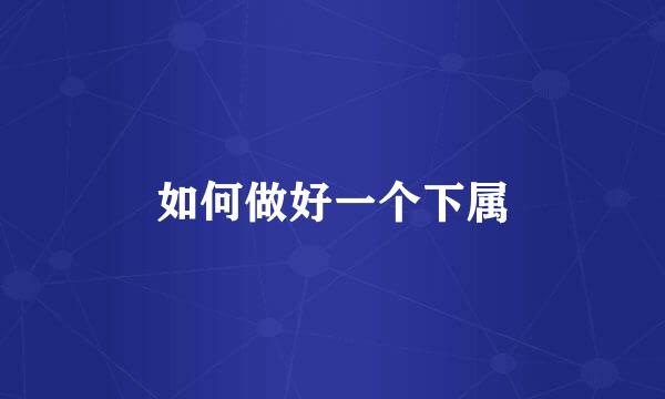如何做好一个下属