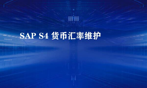 SAP S4 货币汇率维护