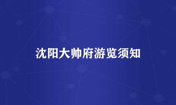 沈阳大帅府游览须知