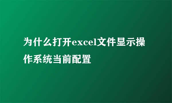 为什么打开excel文件显示操作系统当前配置