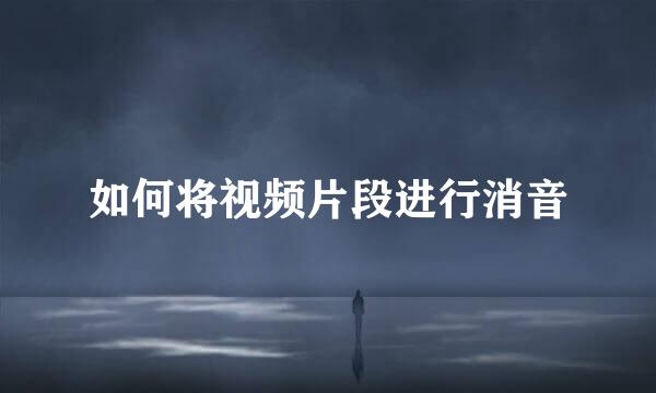 如何将视频片段进行消音