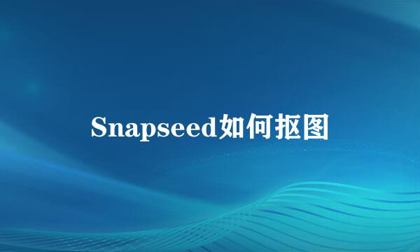 Snapseed如何抠图
