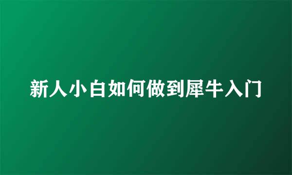 新人小白如何做到犀牛入门