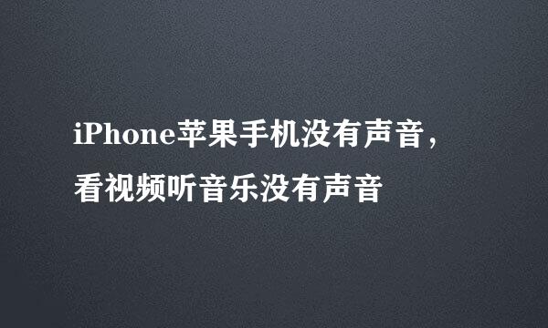 iPhone苹果手机没有声音，看视频听音乐没有声音