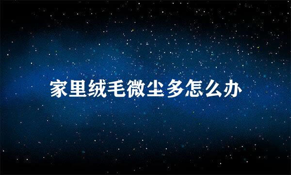 家里绒毛微尘多怎么办