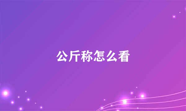 公斤称怎么看