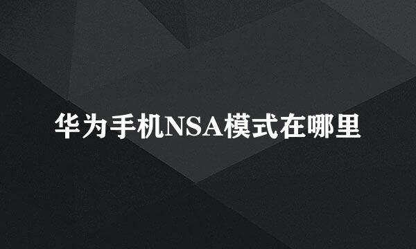 华为手机NSA模式在哪里