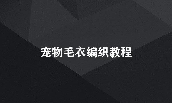 宠物毛衣编织教程