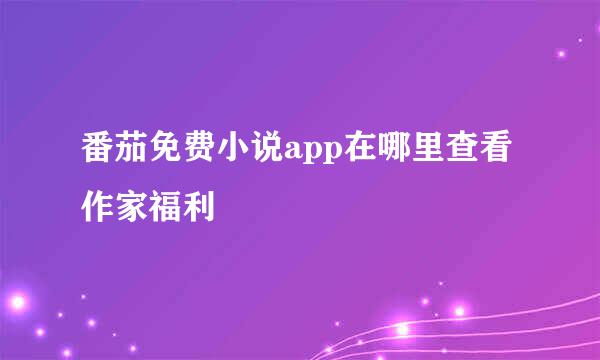 番茄免费小说app在哪里查看作家福利