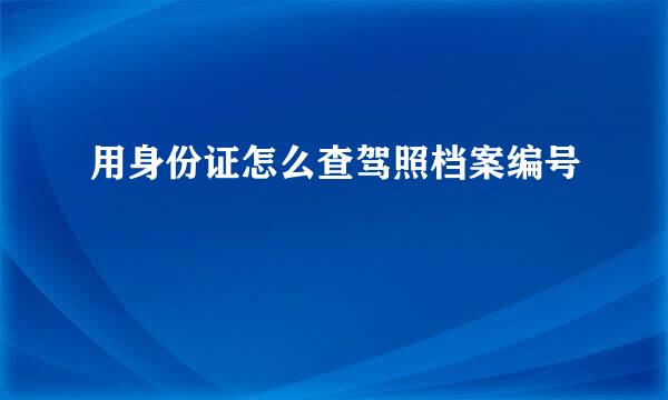 用身份证怎么查驾照档案编号