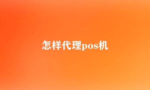 怎样代理pos机