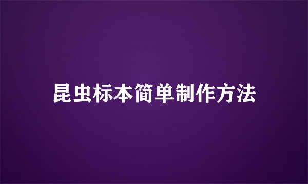 昆虫标本简单制作方法