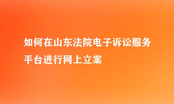 如何在山东法院电子诉讼服务平台进行网上立案