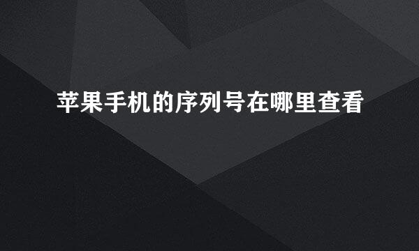 苹果手机的序列号在哪里查看