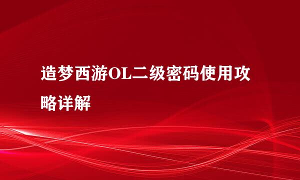 造梦西游OL二级密码使用攻略详解