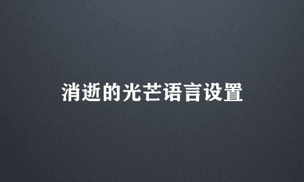 消逝的光芒语言设置