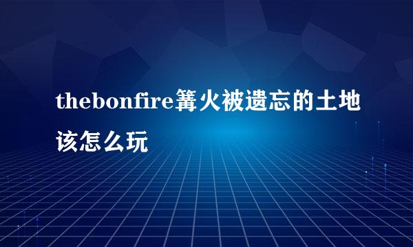 thebonfire篝火被遗忘的土地该怎么玩