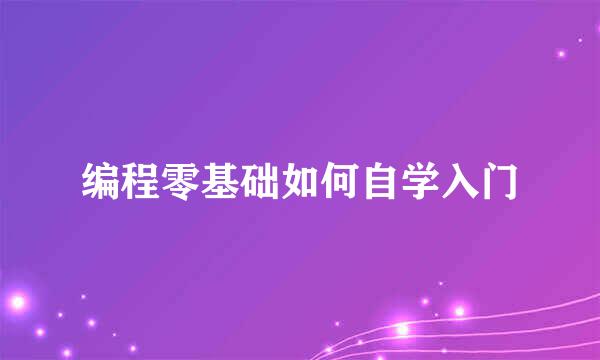 编程零基础如何自学入门