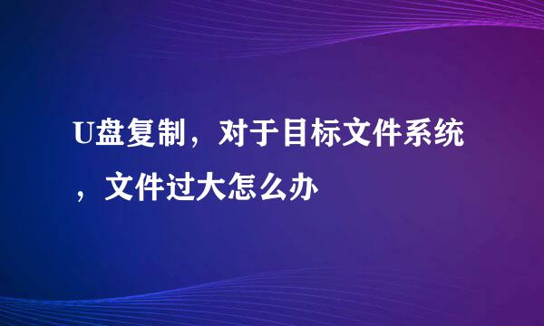 U盘复制，对于目标文件系统，文件过大怎么办