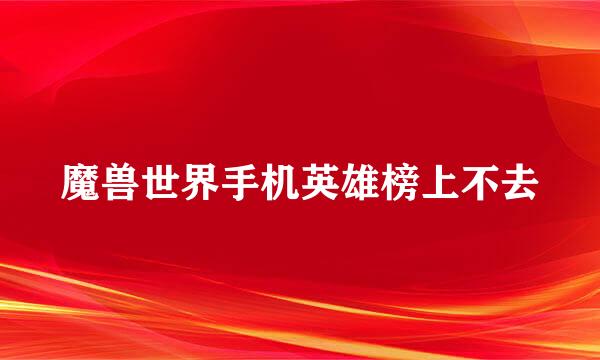 魔兽世界手机英雄榜上不去