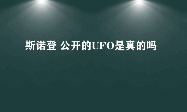 斯诺登 公开的UFO是真的吗