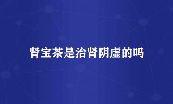 肾宝茶是治肾阴虚的吗