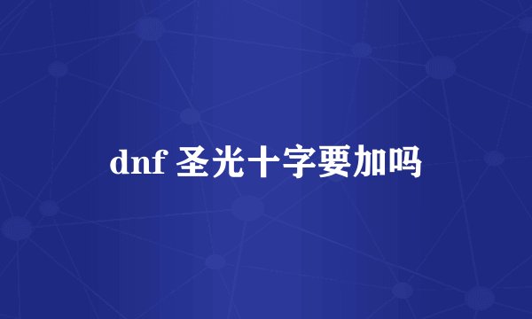 dnf 圣光十字要加吗