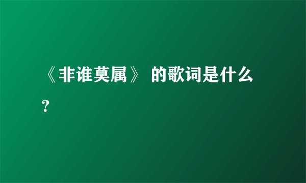《非谁莫属》 的歌词是什么？